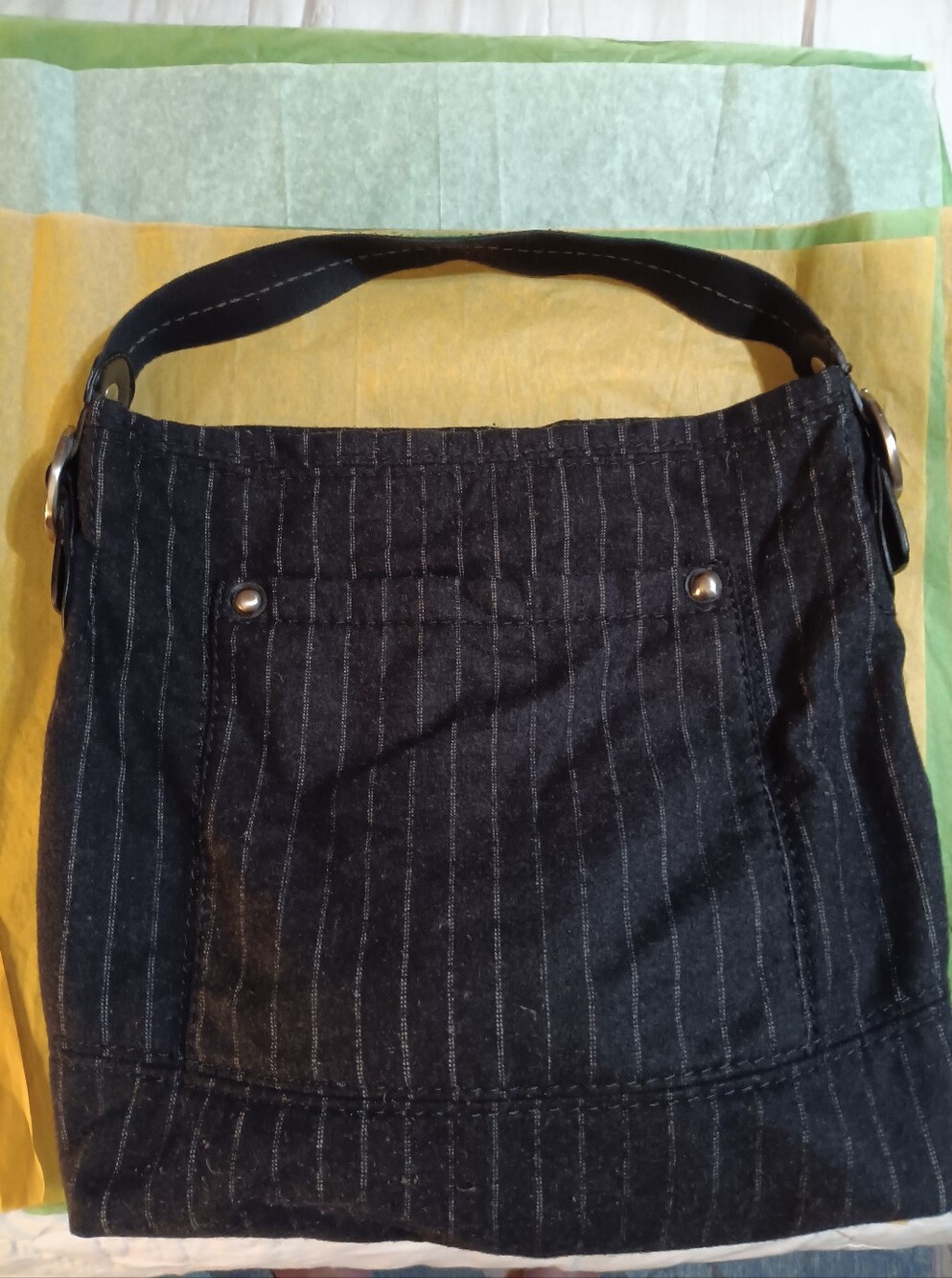 GAP Black and White Pin Stripe Wool Handbag